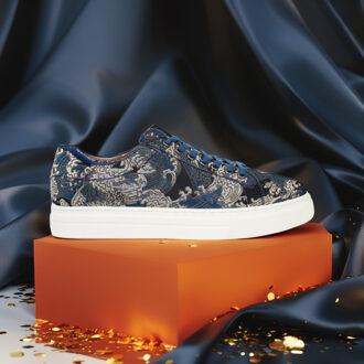 Lureaux Silent Blue Tsunami Sneakers Lureaux - Handgemaakte Nette Schoenen Voor Heren - 43