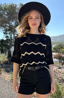 Lurex Gehaakte Top Zwart