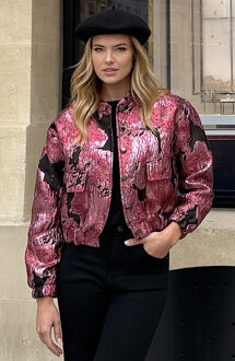 Lurex Jacquard Bomber Jacket Roze