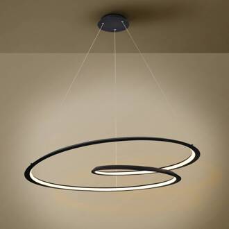 Lusvormige hanglamp, zwart. Metaal, aluminium. Ø 97 cm