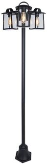 Lutec Lantaarnpaal Kelsey Zwart 3xe27