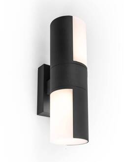 Lutec LED buitenwandlamp Cyra, 2-lamp matzwart mat zwart, wit