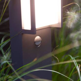 Lutec LED tuinpadverlichting Qubo bewegingsmelder antraciet, wit