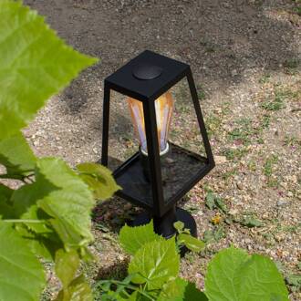 Lutec Sokkellamp Fia in matzwart met heldere glas mat zwart, transparant