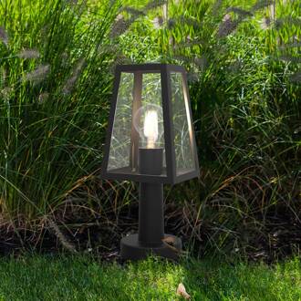 Lutec Sokkellamp Fia in matzwart met heldere glas mat zwart, transparant