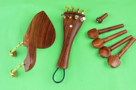 Luthier top rose hout altviool onderdelen, haringen, staartstuk, chinrest, endpin