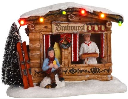 Luville Kerstdorp Miniatuur Braadworst Kraam - L13,5 x B10,5 x H9,5 cm Multicolor