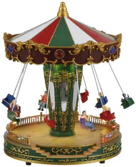 Luville Kerstdorp Miniatuur Kermisattractie Zweefmolen - H27 x Ø21 cm Multicolor