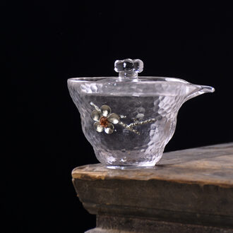 LUWU hittebestendig glas gaiwan theekop handgemaakte plum blossom kung fu theewaar 125ml stijl B