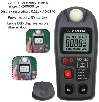 Lux Meter 0 ~ 200,000lux Bereik Licht Meter Illuminometer Lux/Fc Photometer Tester Y4QC