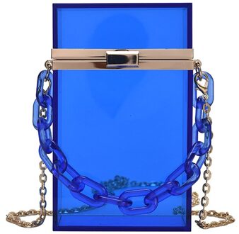Luxe Acryl Clear Box Vrouwen Schoudertas Modeketen Avond Party Bags Voor Vrouwen Merken Lippenstift Crossbody Bag Purse blauw