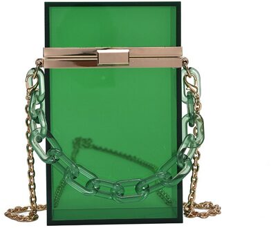 Luxe Acryl Clear Box Vrouwen Schoudertas Modeketen Avond Party Bags Voor Vrouwen Merken Lippenstift Crossbody Bag Purse groen