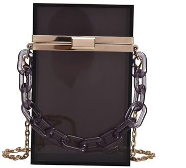 Luxe Acryl Clear Box Vrouwen Schoudertas Modeketen Avond Party Bags Voor Vrouwen Merken Lippenstift Crossbody Bag Purse zwart