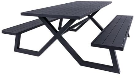 Luxe Aluminium Picknicktafel Dex 200 Cm Zwart Met Exclusieve Omlijsting