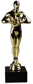 Luxe award beeldje - 5x - goud - 22 cm - verzwaarde voet - winnaar trofee