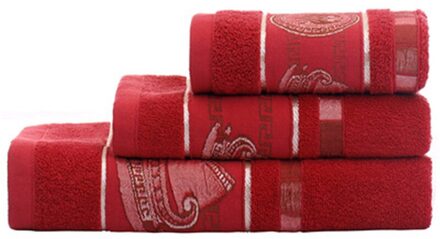 Luxe Badhanddoek Set,1 Grote Badhanddoeken, 1 Kleine Bad Towels1 Handdoeken, zachte Katoenen Sterk Absorberend Badkamer Handdoeken Volwassen donker rood