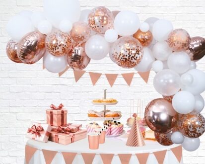 Luxe Ballon Decoratie Set Rosé Goud Roze, Goud - Brons