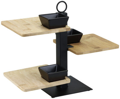 Luxe bamboe serveerplateau/etagere 3 laags 26 cm