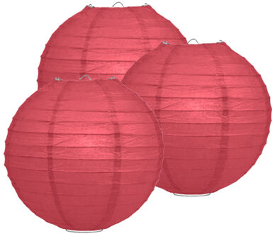 Luxe bol feest lampion - 10x stuks - bordeaux rood - dia 35 cm - papier