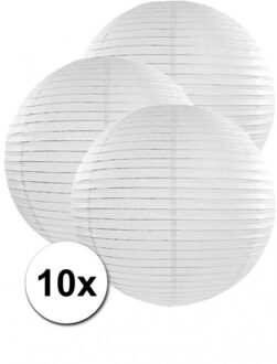 Luxe bol feest lampion - 10x stuks - wit - dia 50 cm - papier