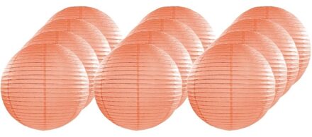 Luxe bol feest lampion - 12x - zalmroze - dia 25 cm - papier