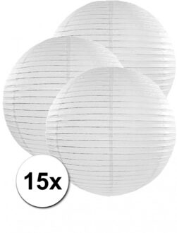 Luxe bol feest lampion - 15x stuks - wit - dia 50 cm - papier