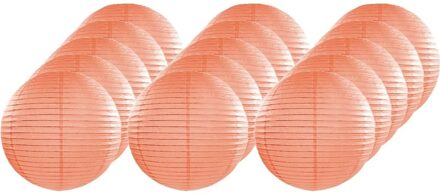 Luxe bol feest lampion - 15x - zalmroze - dia 25 cm - papier