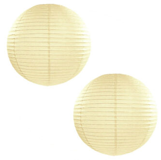 Luxe bol feest lampion - 2x stuks - ivoor wit - dia 50 cm - papier