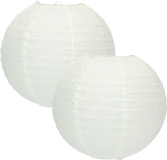 Luxe bol feest lampion - 2x - wit - dia 25 cm - papier