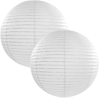 Luxe bol feest lampion - 2x - wit - dia 50 cm - papier