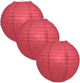 Luxe bol feest lampion - 3x - bordeaux rood - dia 35 cm - papier