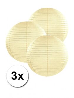 Luxe bol feest lampion - 3x - creme wit - dia 25 cm - papier Multi