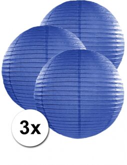 Luxe bol feest lampion - 3x - donkerblauw - dia 50 cm - papier