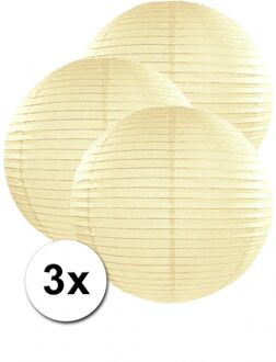 Luxe bol feest lampion - 3x - ivoor wit - dia 50 cm - papier