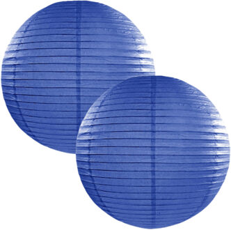 Luxe bol feest lampion - 5x - donkerblauw - dia 50 cm - papier