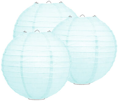 Luxe bol feest lampion - 5x - ijsblauw - dia 25 cm - papier