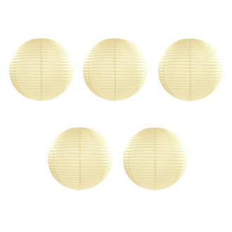 Luxe bol feest lampion - 5x stuks - ivoor wit - dia 50 cm - papier
