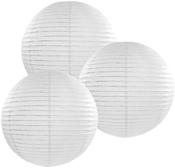Luxe bol feest lampion - 5x - wit - dia 35 cm - papier