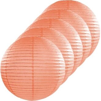 Luxe bol feest lampion - 5x - zalmroze - dia 25 cm - papier