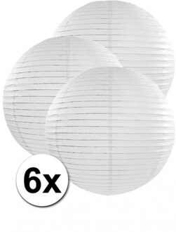 Luxe bol feest lampion - 6x stuks - wit - dia 50 cm - papier