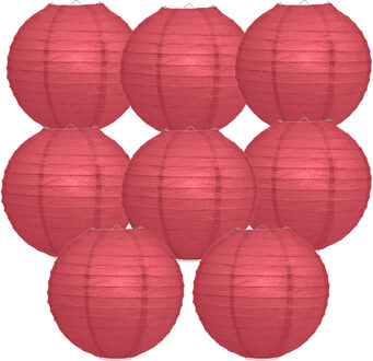 Luxe bol feest lampion - 8x - bordeaux rood - dia 35 cm - papier