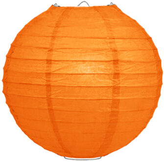 Luxe bol feest lampion - oranje - dia 25 cm - papier - Feestlampionnen