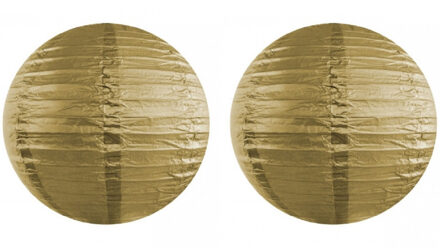 Luxe bol feest lampion - Set van 10x stuks - goud - dia 35 cm - papier