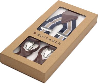 Luxe Bretels Navy Streep Beige - Donkerblauw