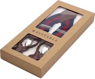 Luxe Bretels Navy Streep Rood - Donkerblauw