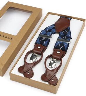 Luxe Bretels Ruiten Navy - Donkerblauw