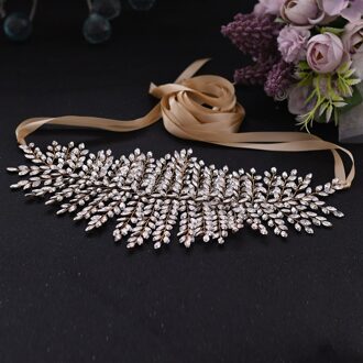 Luxe Bruiloft Riemen Voor Vrouwen Strass Riem Gouden Trouwjurk Bruids Riemen Crystal Sjerpen Vrouw Riem Voor Avondjurk champagne lint