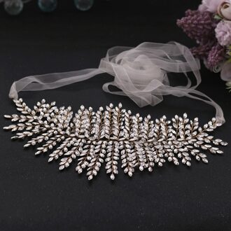 Luxe Bruiloft Riemen Voor Vrouwen Strass Riem Gouden Trouwjurk Bruids Riemen Crystal Sjerpen Vrouw Riem Voor Avondjurk ivoor orgaza