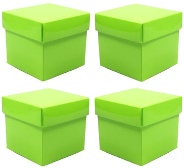 Luxe cadeaudoosje met deksel - 10x - groen metallic - 10 x 10 x 10 cm - vierkant