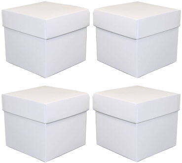 Luxe cadeaudoosje met deksel - 10x - wit metallic - 10 x 10 x 10 cm - vierkant
